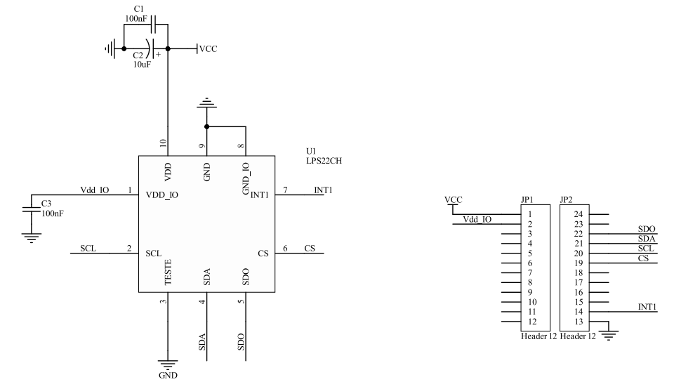 原理图 - STMicroelectronics STEVAL-MKI219V1适配器板